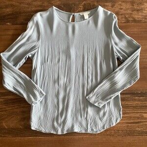 H&M Blue Long Sleeve Blouse Women's 8